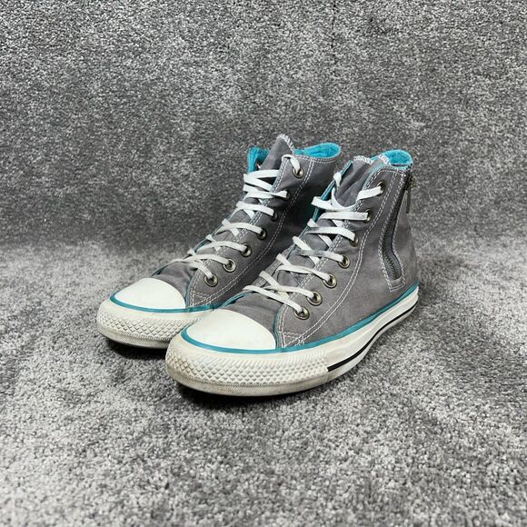 Converse Chuck Taylor All Star High Women’s Sz 8 Gray Teal Side Zip Skate Shoes - Picture 5 of 13